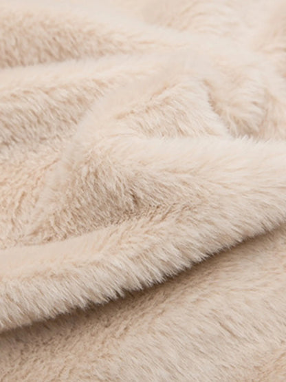 Men's Faux Fur Hooded Zip Up Jacket - -