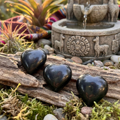 Black Onyx Puffy Heart Crystal Carving - - Home & Living > Home Decor > Home Accents > Rocks & Geodes