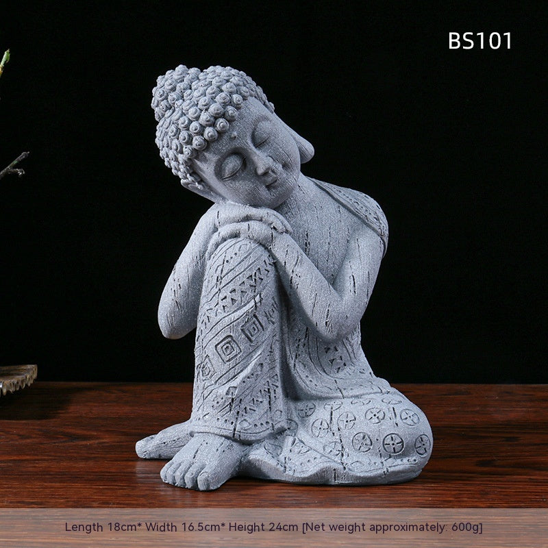 Resin Zen Buddha Garden Statue – Indoor & Outdoor Asian Home Decor - Gray Sitting Buddha - Garden Statues