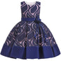 Baby Girls Flower Striped Dress Navy Blue 10T