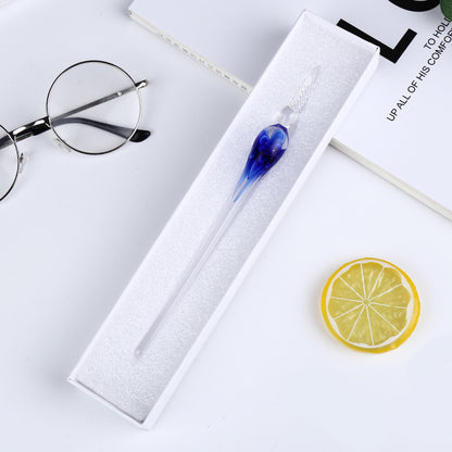 Artisan Glass Pen & Gold Ink Collection - Blue - glass pen