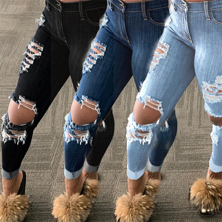 Casual Jeans Denim Pant Ladies High Waist Jeans Straight Jeans