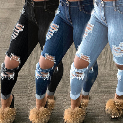 Casual Denim High Waist Jeans Straight Jeans