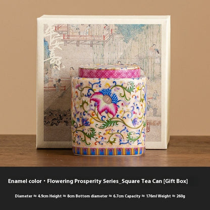 Enamel Color Tea Storage Can - Enamel Gift Box 8x7cm - Food Storage