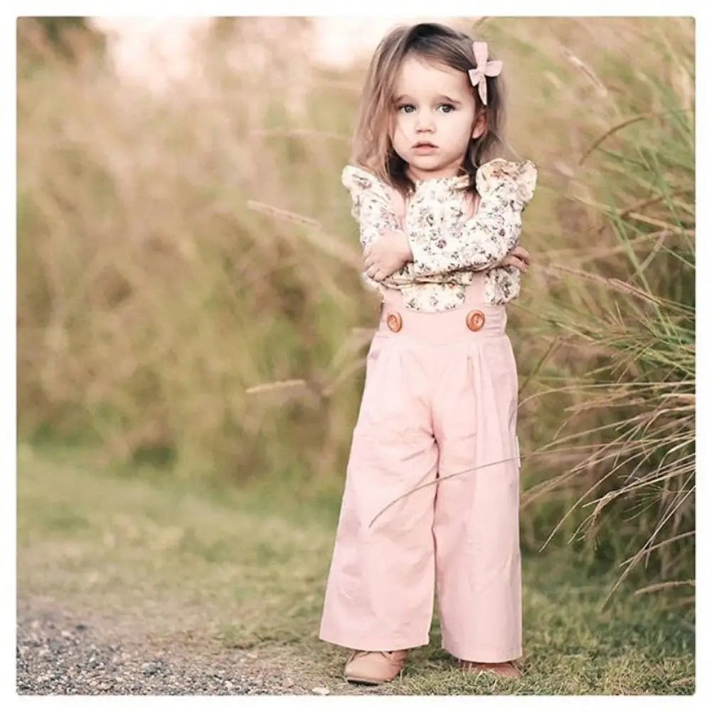 2PC Toddler Floral Top and Pants Overall Outfit