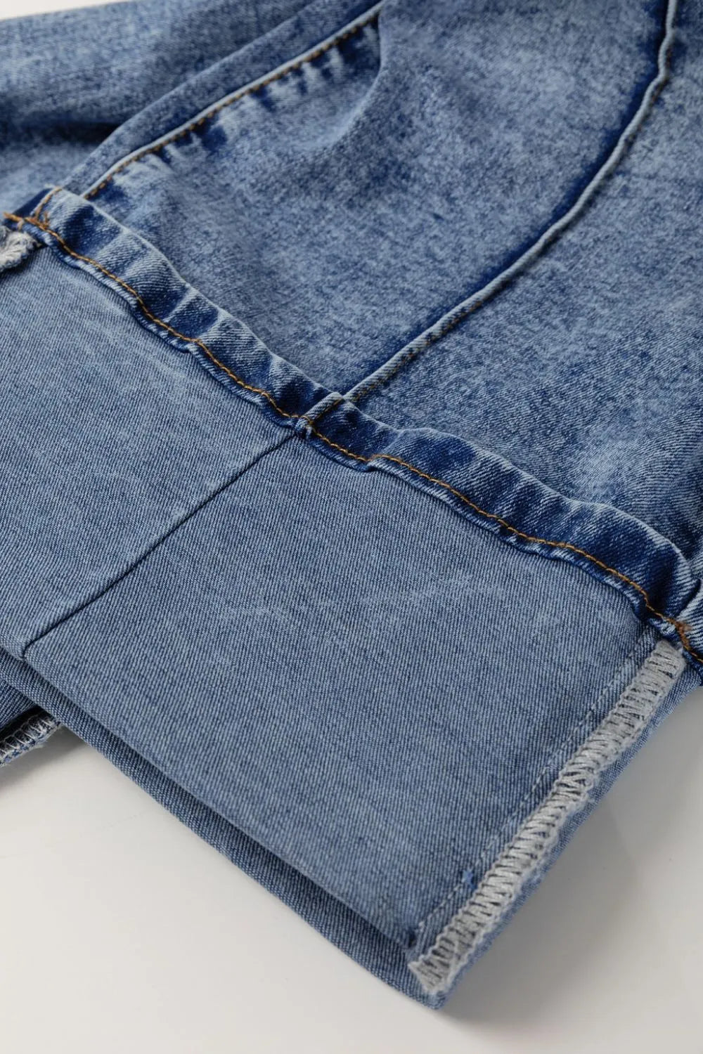 High-Waisted Wide-Leg Cuffed Jeans - -