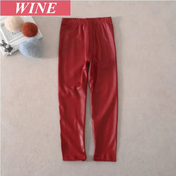 Faux PU Leather Kids Leggings