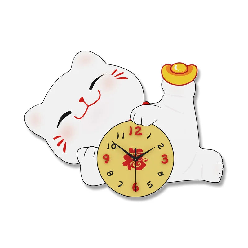 Lucky Cat Modern Wall Clock Silent Wall Clock