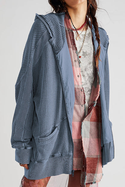 Zip-Up Long Sleeve Jacket - -
