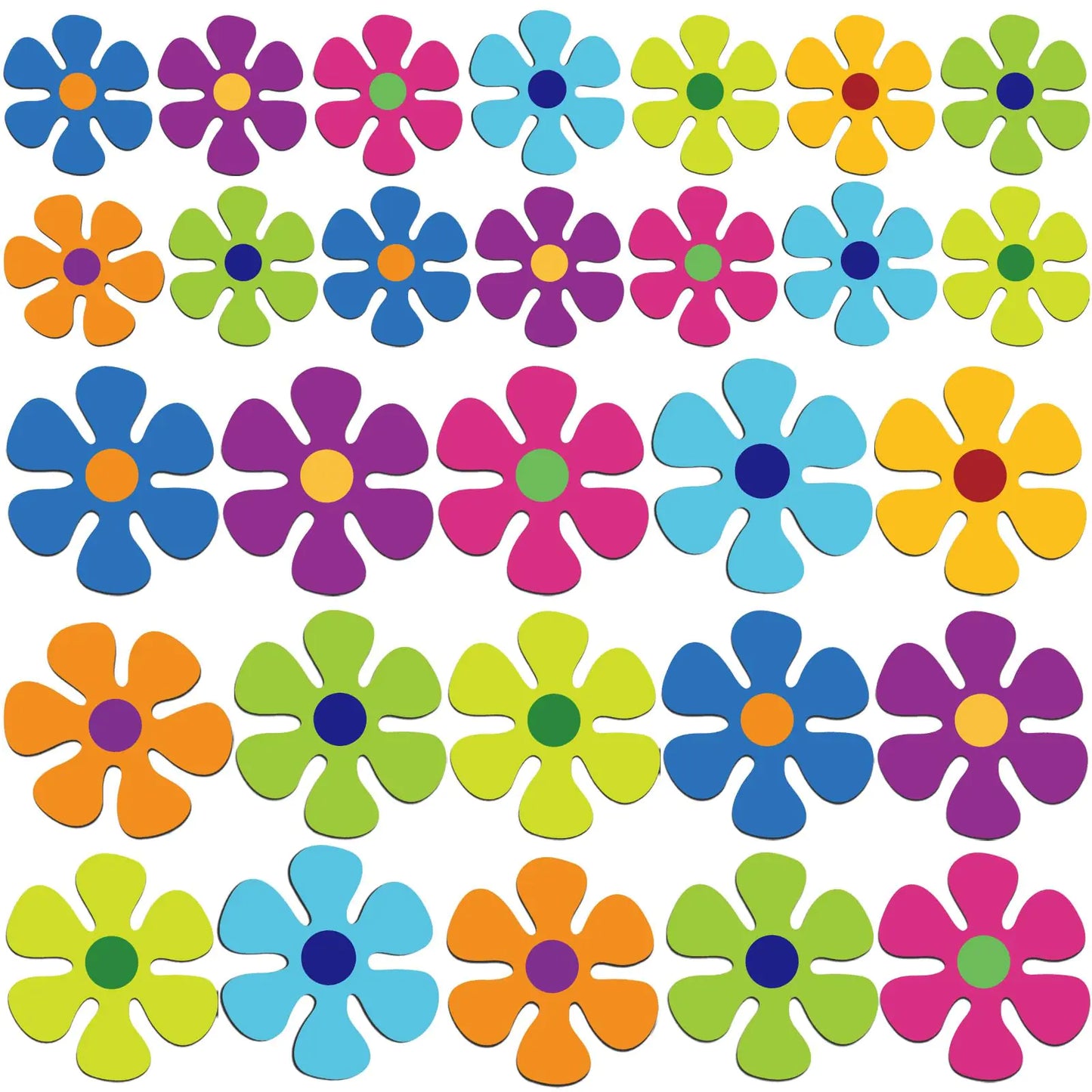 Fridge Magnets 60s Flower Cutout Magnet 48 Pieces - 48 3.9 x 3.9 Inch, 2.2 x 2.2 Inch, 5.1 x 5.1 Inch - magnets