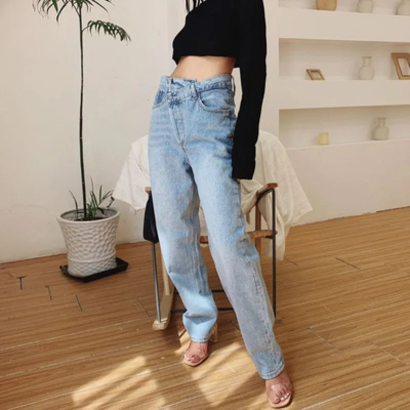 Loose Asymmetrical Denim Pants - Kia Day Design