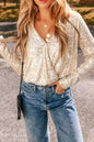 Sequin Surplice Long Sleeve Bodysuit - Ivory -