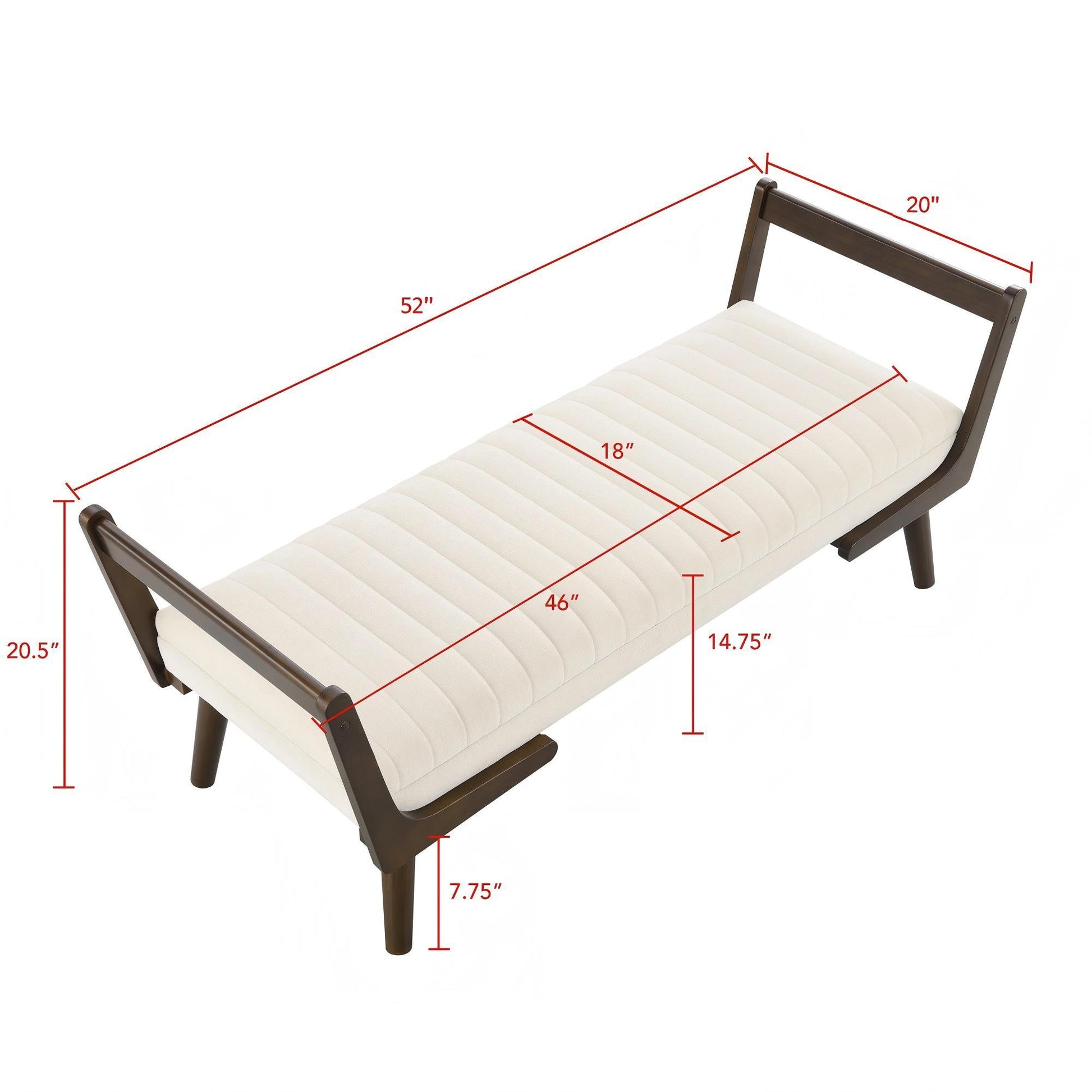 Mid-Century Bench With Wood Legs- Unique Piece Furniture- {{Product type}}