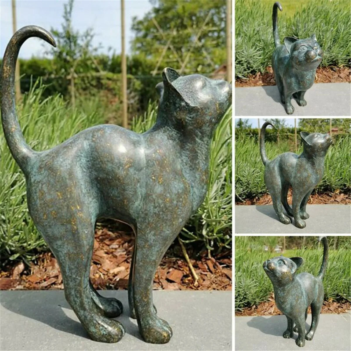 Cat Statue Outdoor Yard Art Craft Resin Sculpture