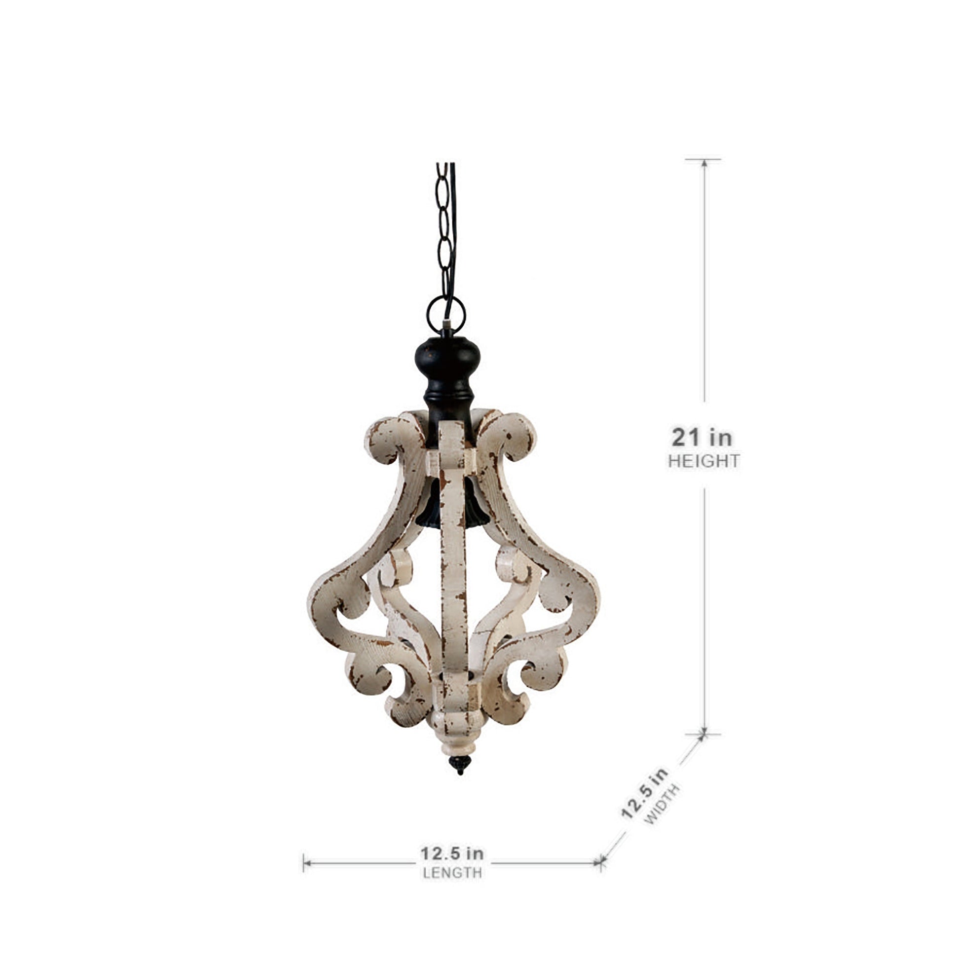 Farmhouse White Wood Ceiling Light - - light