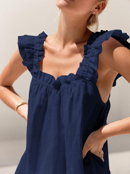 Ruffle Trim Top and Shorts Set- Shopimist- {{Product type}}