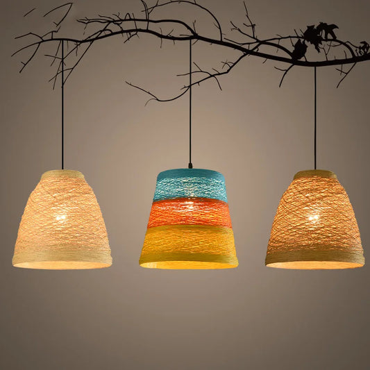 Rattan Weaving Style Hanging Pendant Lights