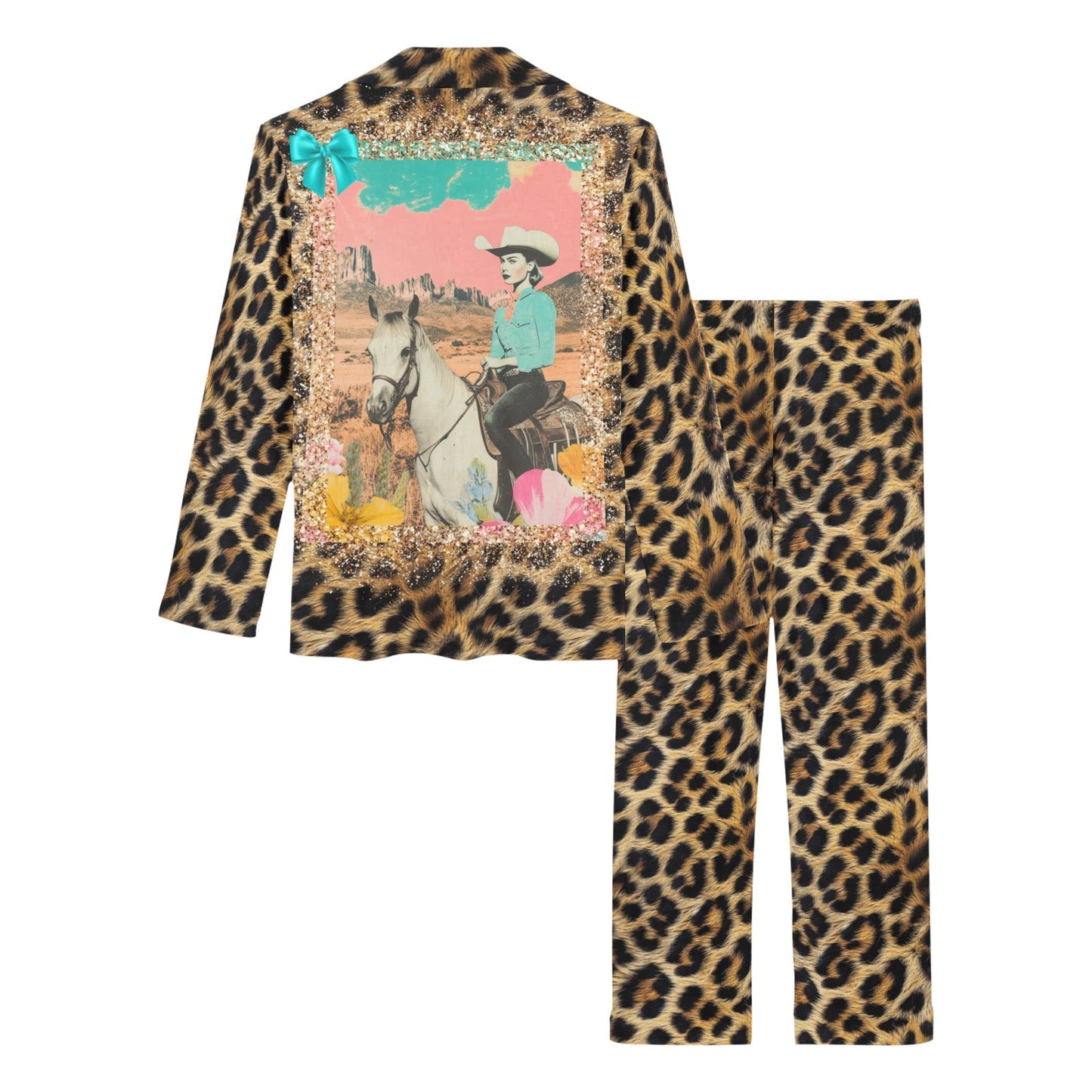 Baha Ranch Retro Pop Western Leopard Pajamas Set - - Pajamas Set's