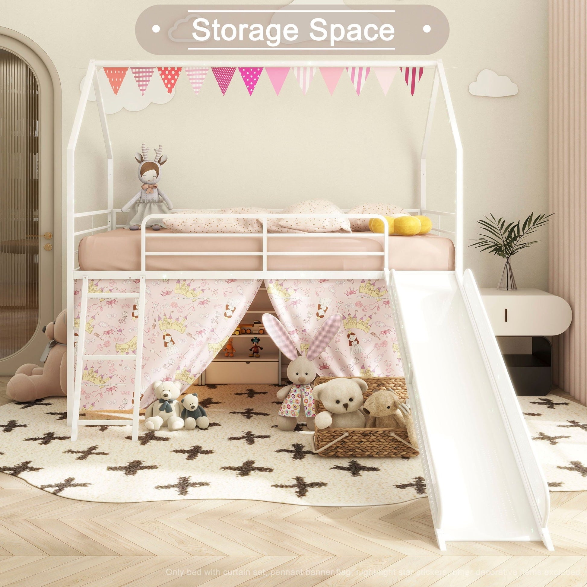 Jack - House Loft Bed With Slide And Curtain Set- HouseOfZazla- {{Product type}}