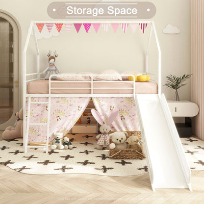 Jack - House Loft Bed With Slide And Curtain Set- HouseOfZazla- {{Product type}}