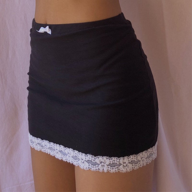 Retro High Waist Mini Skirt - - skirt
