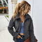Thick Warm Fleece Coat with Turn-down Collar - Deep Grey S - Coat
