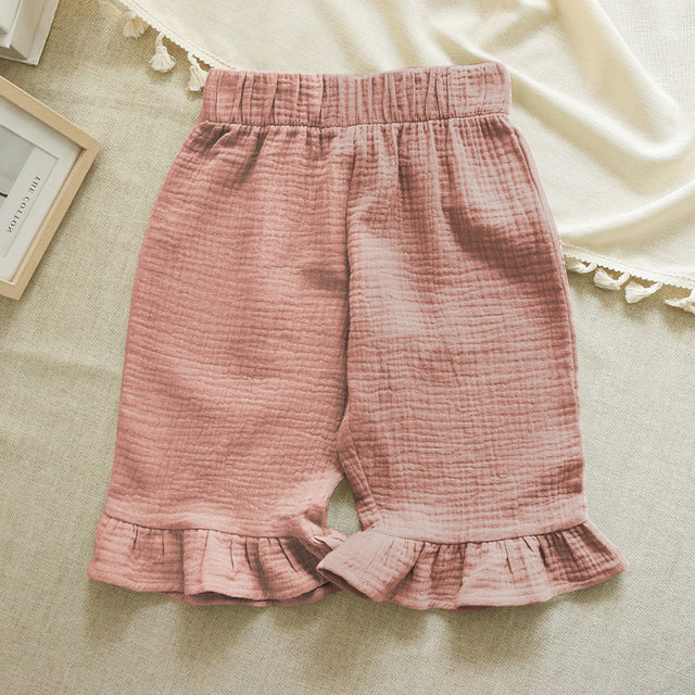 Cotton Girls Flared Pants - Casual Ankle-Length Pants - Dark Pink 120 - pants