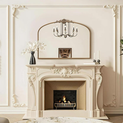 Arched Gold Wall Mirror 40x30 Inches Vintage Ornate - -