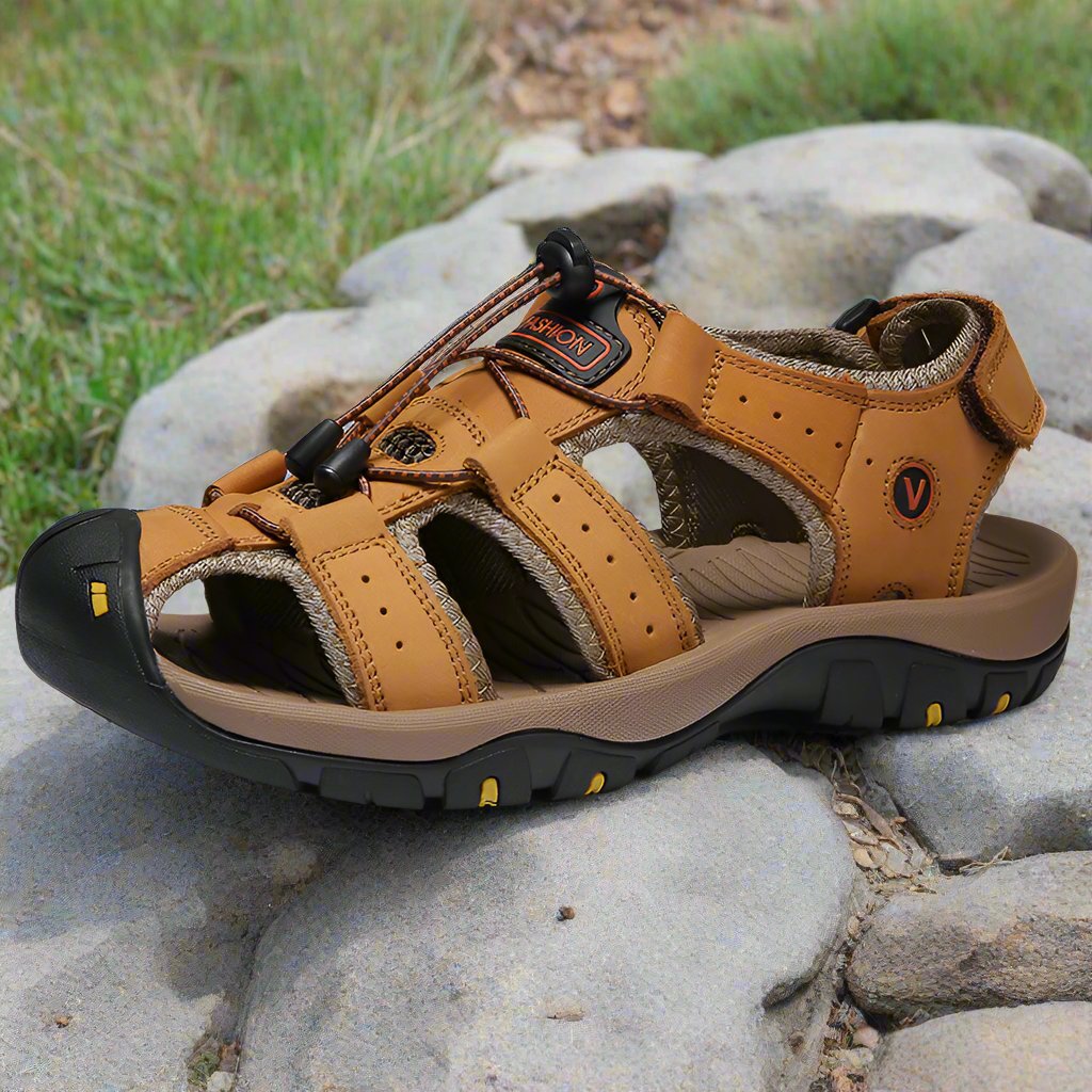 Large Size Real Genuine Leather Outdoor Summer Beach Leather Sandals