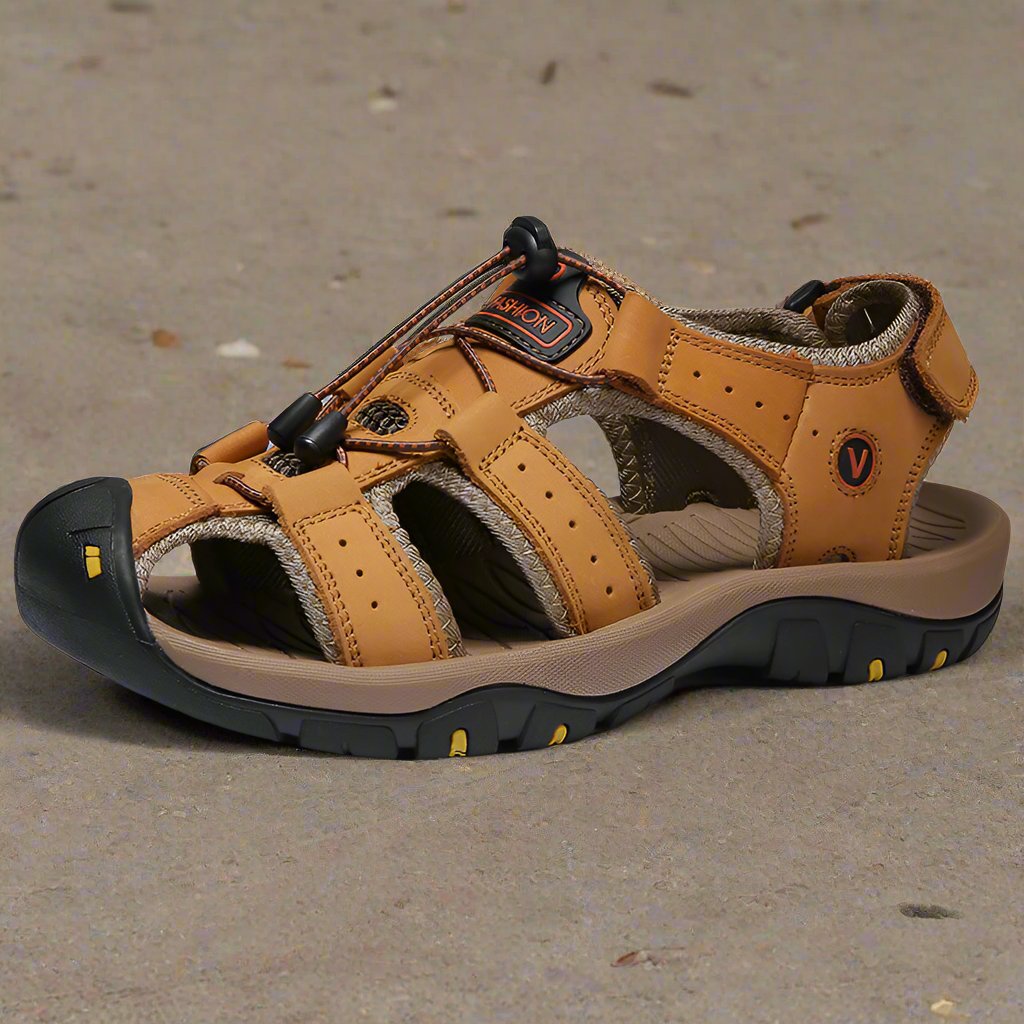 Large Size Real Genuine Leather Outdoor Summer Beach Leather Sandals