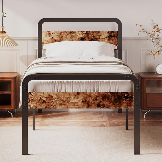 Upcanso 18 Inch Twin XL Bed Frame with Wood Headboard and Footboard Platform Twin XL Bed Frames No Box Spring Needed with Heavy Duty Slats for Kids Easy Assembly - 18 Inch Twin XL -