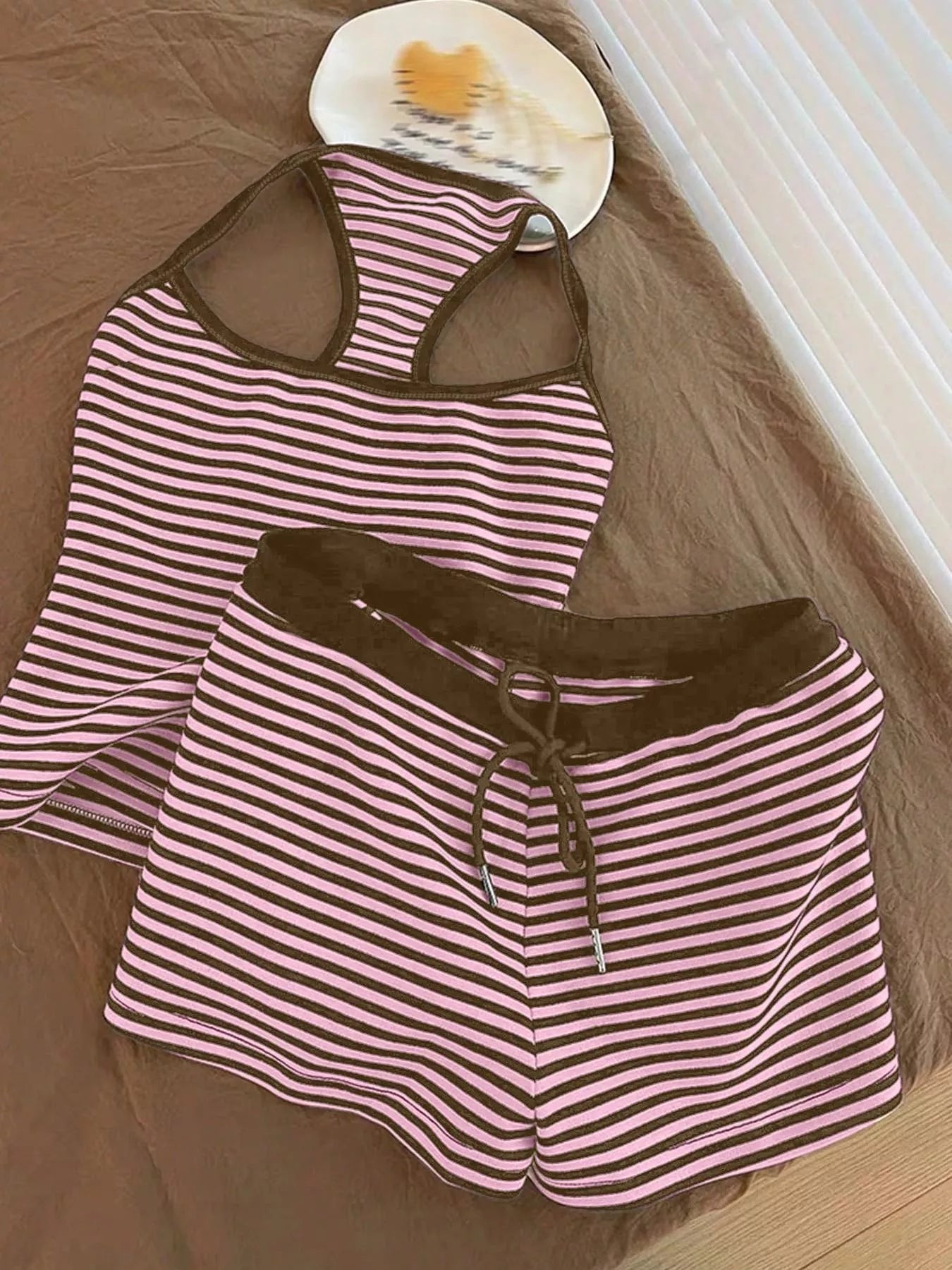 Striped Tank Top and Shorts Set- Shopimist- {{Product type}}