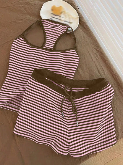 Striped Tank Top and Shorts Set- Shopimist- {{Product type}}