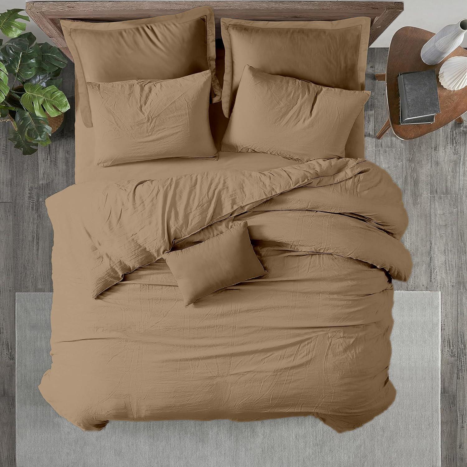 Elegant Comfort 600TC Egyptian Cotton Duvet Set - Queen Size - 10 - Beige Queen with two cases - duvet set