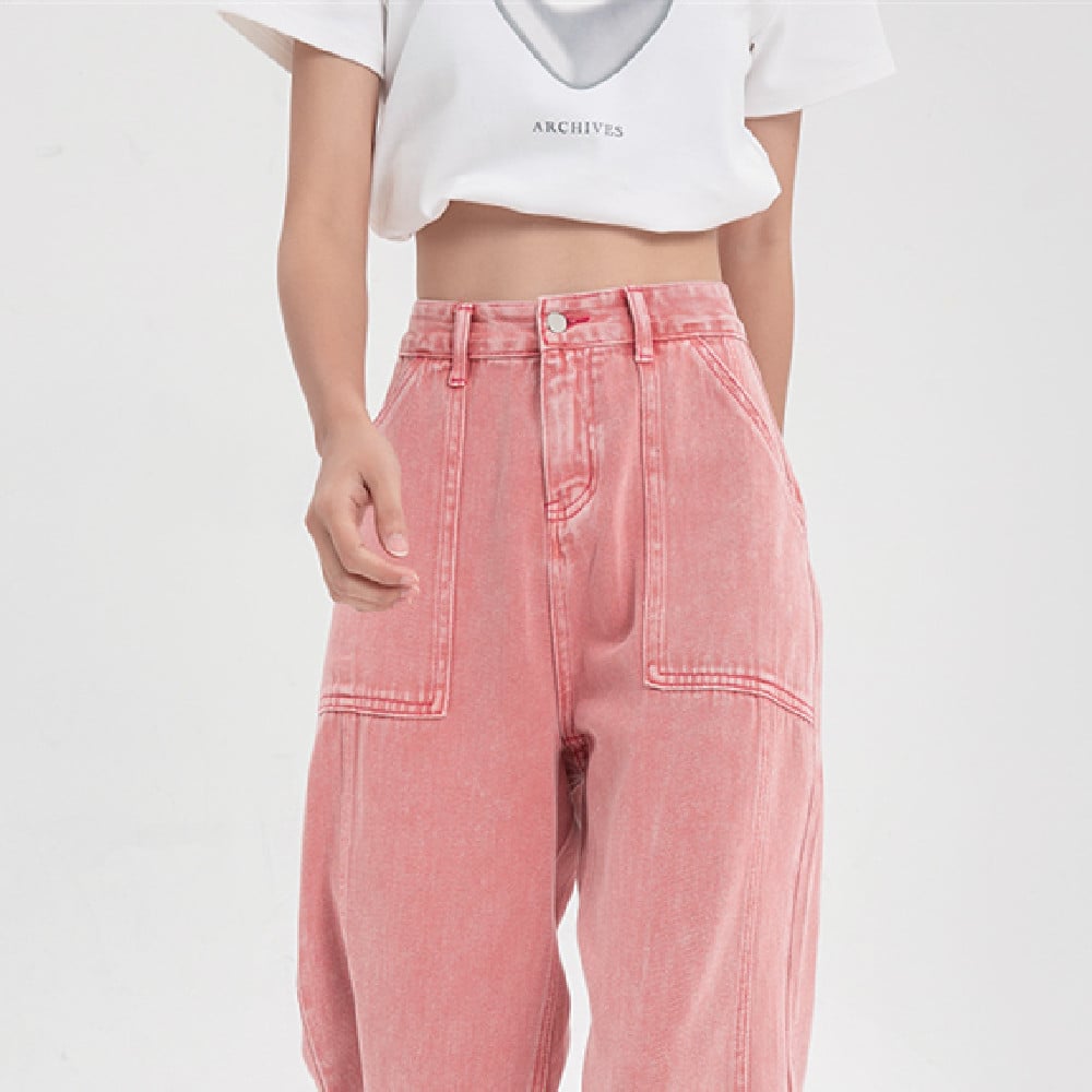 Retro Womens Wide Leg Straight Pants - - Women's Fashion - Women's Clothing - Bottoms - Jeans