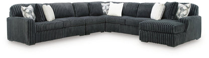 Midnight-Madness - Sectional - Dark Gray 5 Pc. Sectional With RAF Corner Chaise And LAF Sofa - Stationary Sectionals