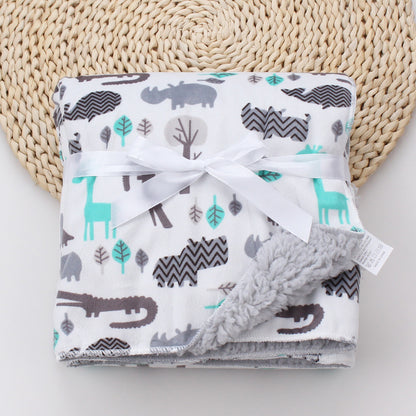 Cartoon Printed Baby Blanket - Grey animal 76x102CM - baby blanket