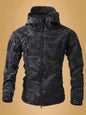 Men's Camouflage Zip Up Hooded Jacket - Black -