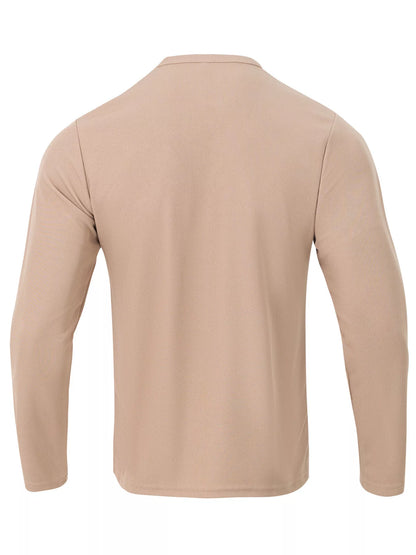 Men's Full Size Casual Long Sleeve Henley T-Shirt Plus Size - -