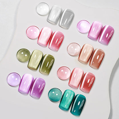 MIZHSE Cat Eye Gel Nail Polish 8 Colors with Magnet Stick Crystal Glass Spring Colors Set - - gel polish