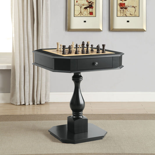 Bishop - Reversible Chess Checker Game Table With Game Tray (Chess Figures Not Included) - Black - Gaming Tables