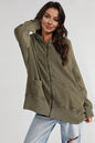 Zip-Up Long Sleeve Jacket - Army Green -