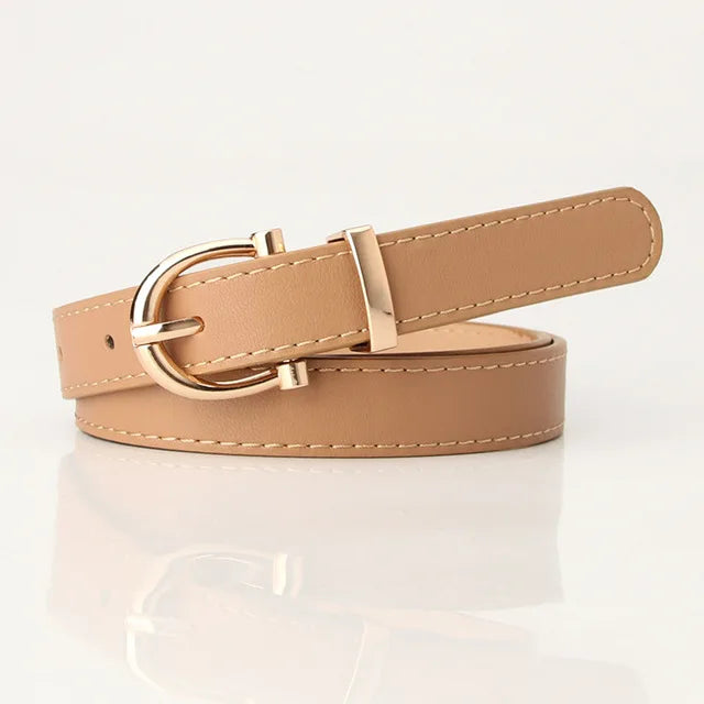 PU Leather Simple Metal Buckle Belt