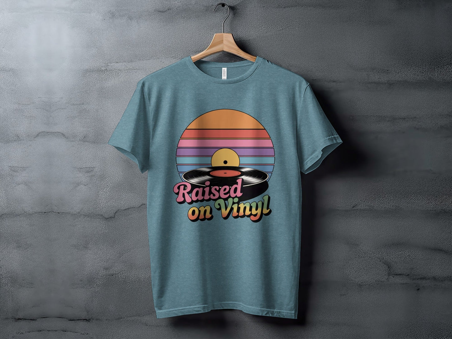 Raised On Vinyl Vintage Retro Style Design Graphic T-Shirt- Cloud 16 Clothing Co.- {{Product type}}