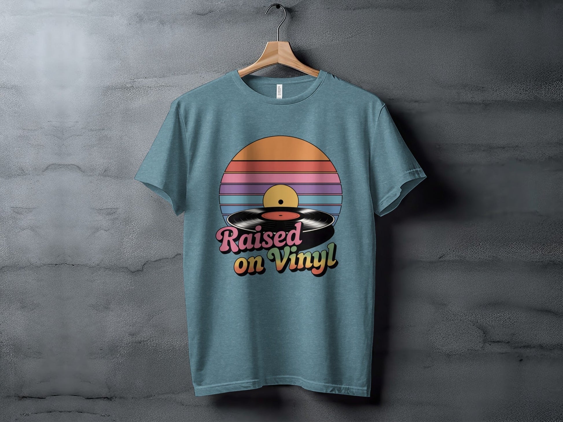 Raised On Vinyl Vintage Retro Style Design Graphic T-Shirt- Cloud 16 Clothing Co.- {{Product type}}