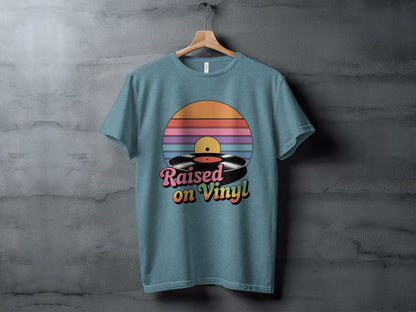 Raised On Vinyl Vintage Retro Style Design Graphic T-Shirt- Cloud 16 Clothing Co.- {{Product type}}