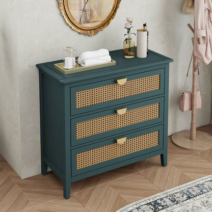 3 Drawer Cabinet, Natural Rattan, American Furniture- Unique Piece Furniture- {{Product type}}