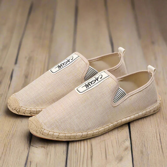 Flat Canvas Shoes Hemp Flats for Men Male Loafers Causal Shoes