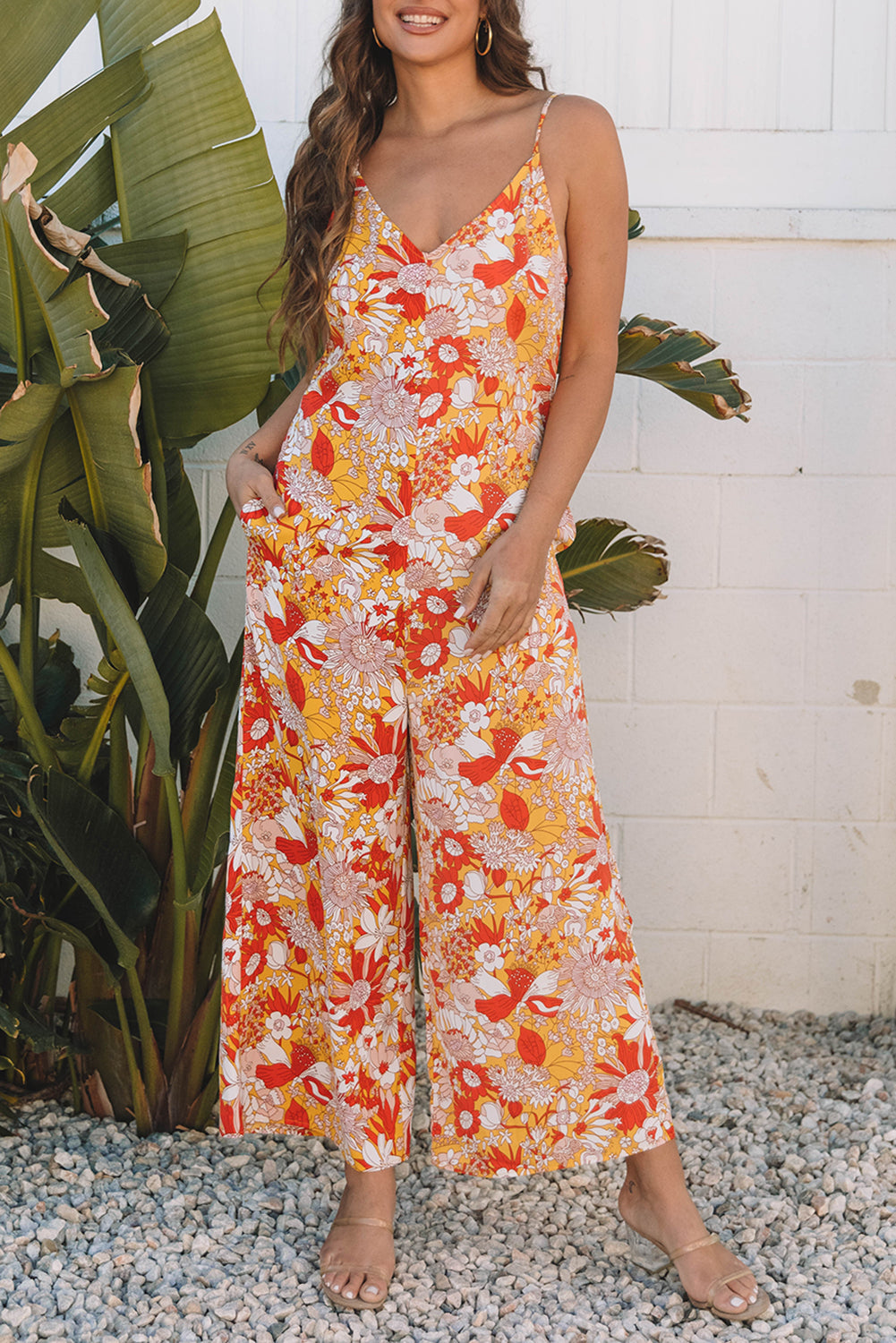 Navy Wide Leg Sleeveless Jumpsuit - - 20% OFF