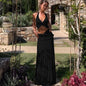 V-Neck Halter Dress Set - Black S - dress
